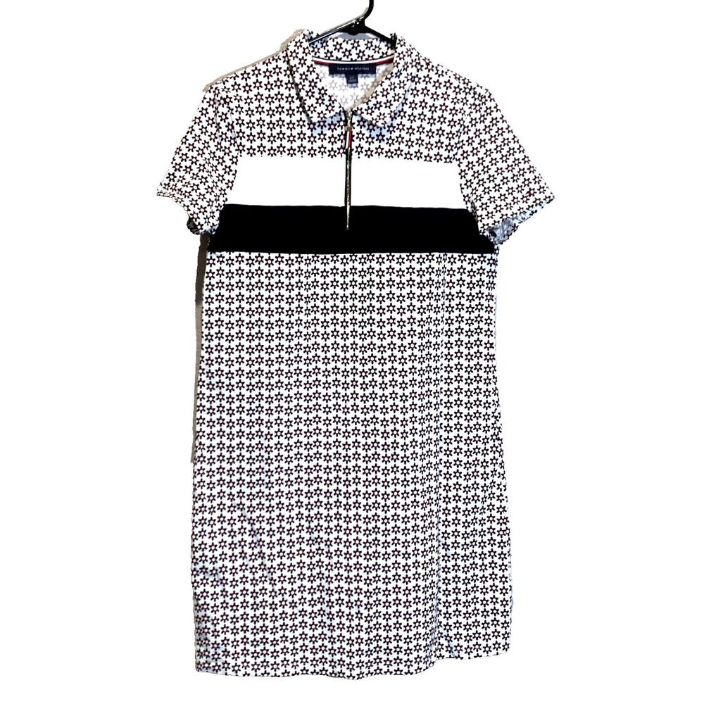 Tommy Hilfiger White Polo Sport Dress Tennis Short Sleeve Colorblock Zip Women L